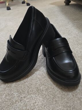 No Boundaries Black Platform Penny Loafers